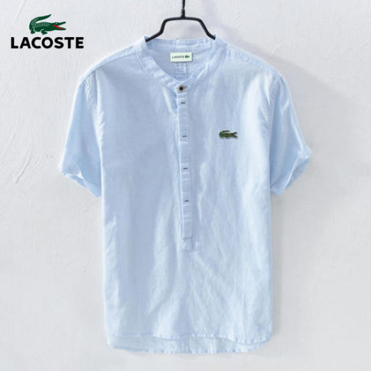 Camicia casual a maniche corte in cotone e lino LACOSTE Crocodile Summer Fresh