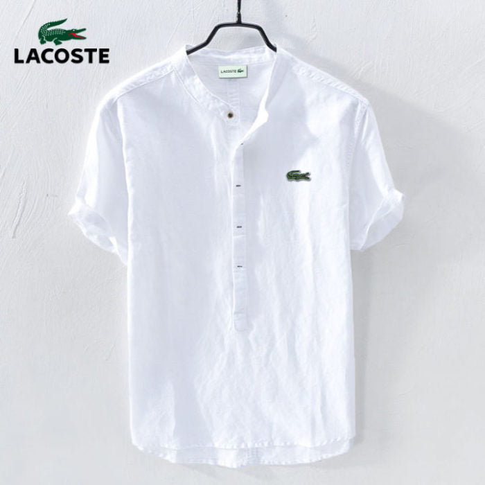 Camicia casual a maniche corte in cotone e lino LACOSTE Crocodile Summer Fresh
