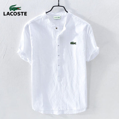 Camicia casual a maniche corte in cotone e lino LACOSTE Crocodile Summer Fresh