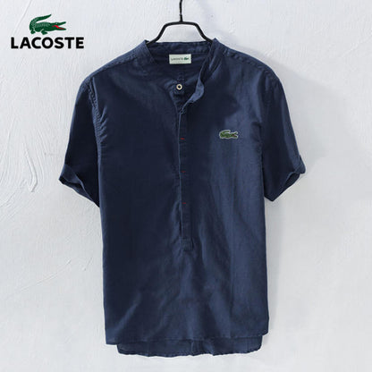 Camicia casual a maniche corte in cotone e lino LACOSTE Crocodile Summer Fresh