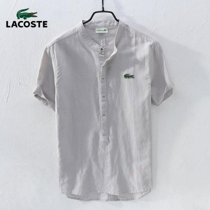 Camicia casual a maniche corte in cotone e lino LACOSTE Crocodile Summer Fresh