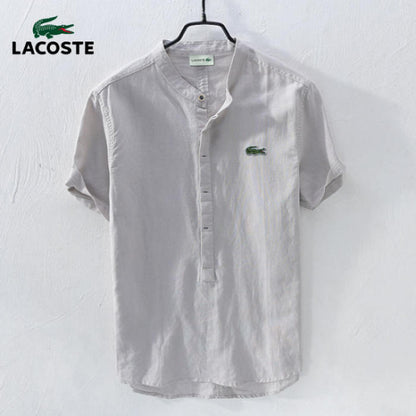 Camicia casual a maniche corte in cotone e lino LACOSTE Crocodile Summer Fresh